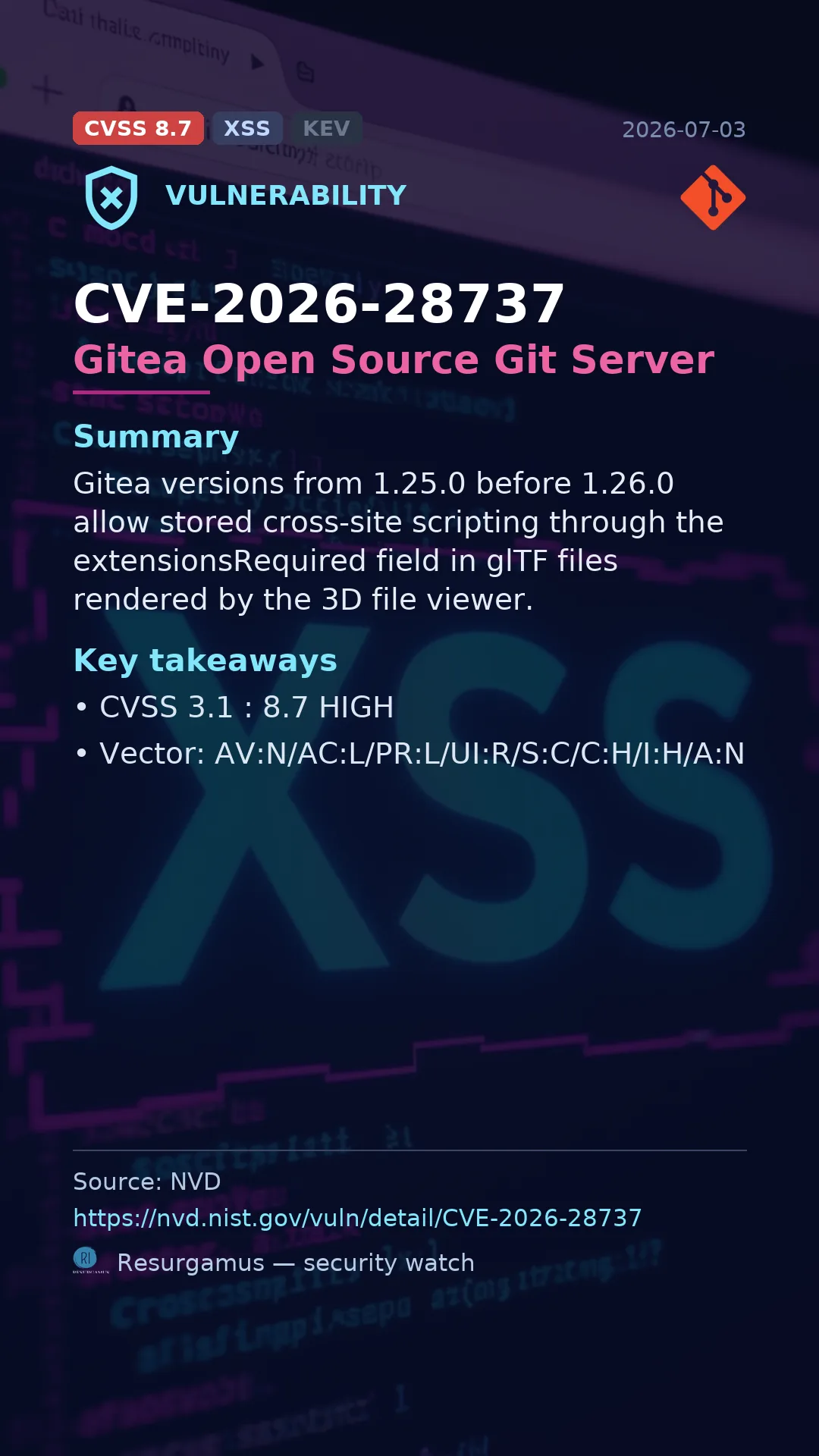 CVE-2026-28737 Gitea Open Source Git Server Vulnerability