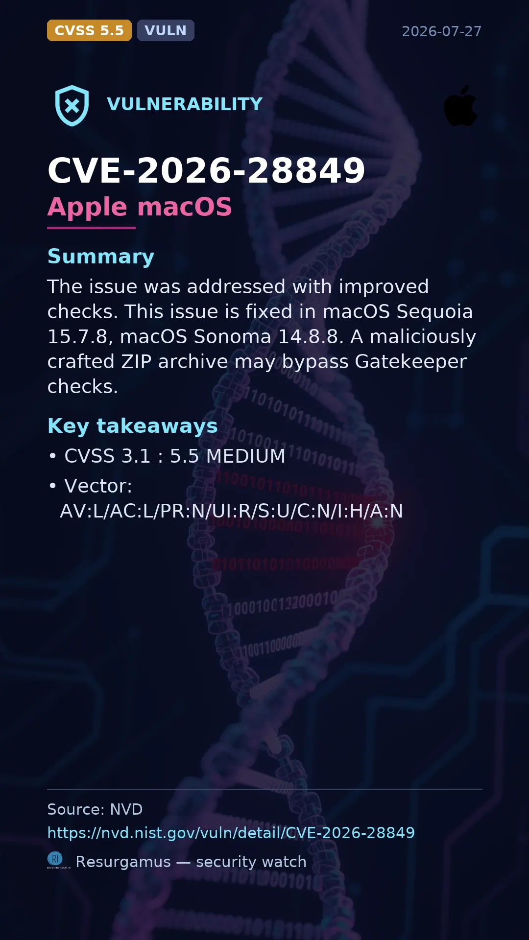CVE-2026-28849 Apple macOS Vulnerability