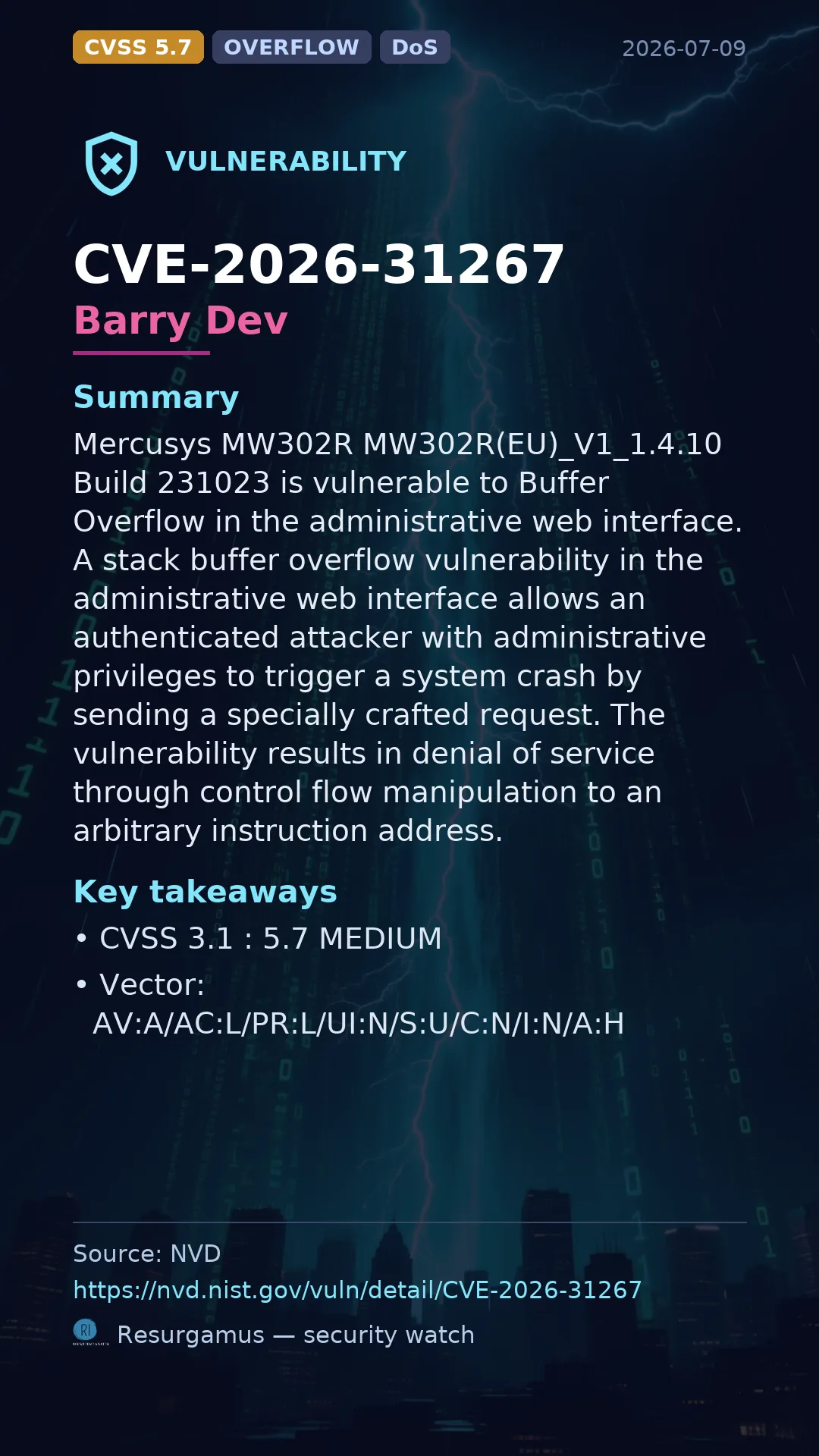 CVE-2026-31267 Barry Dev Vulnerability