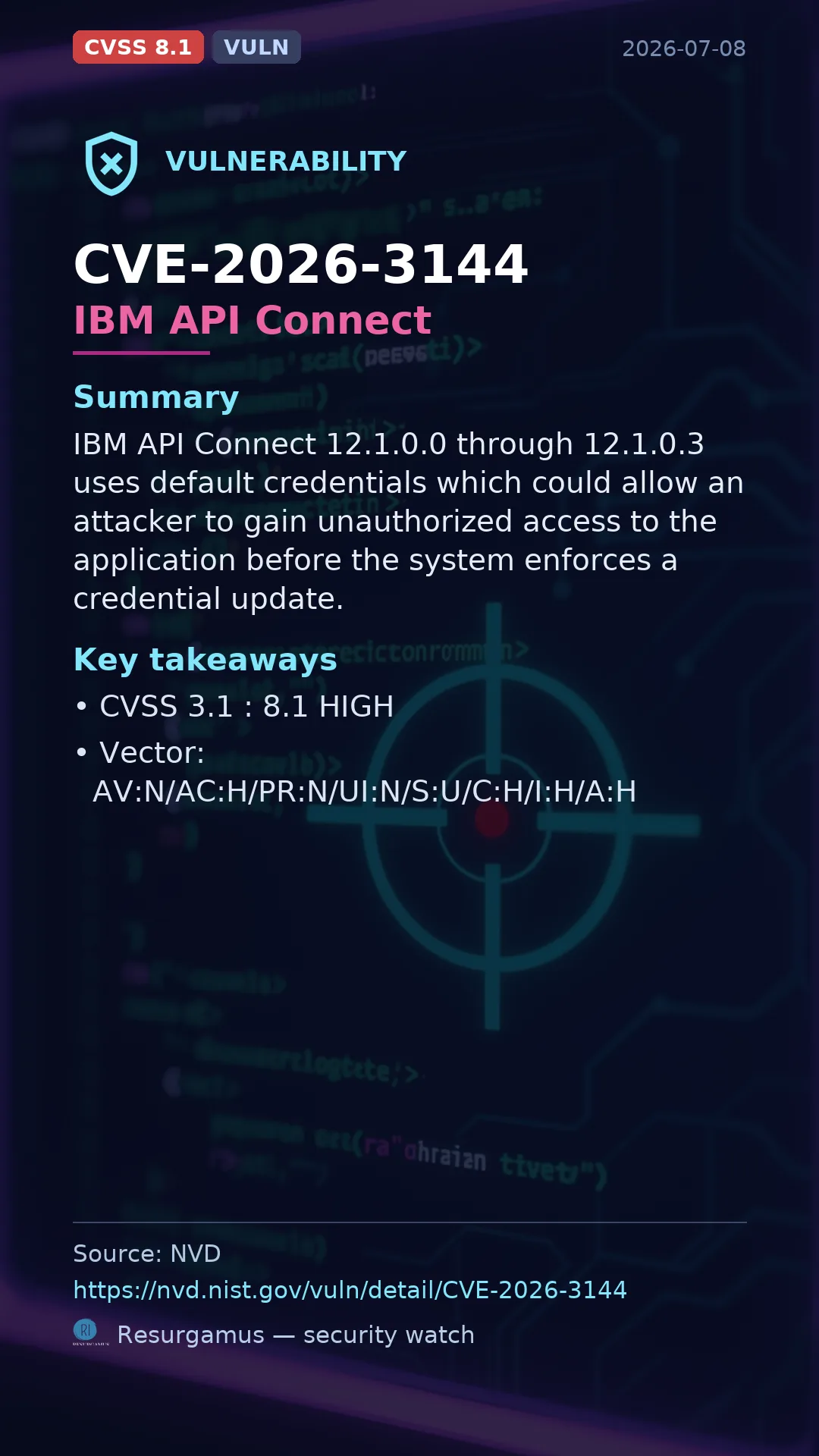 CVE-2026-3144 IBM API Connect Vulnerability
