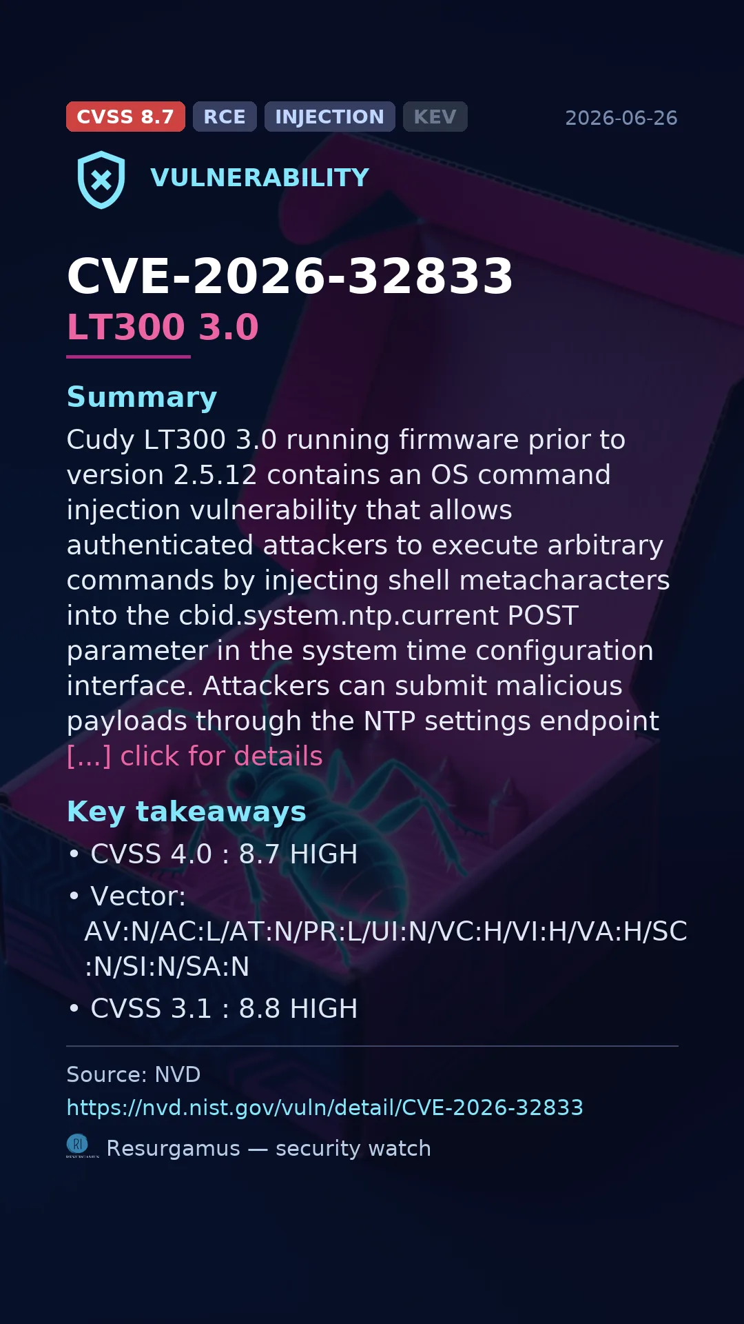 CVE-2026-32833 LT300 3.0 Vulnerability