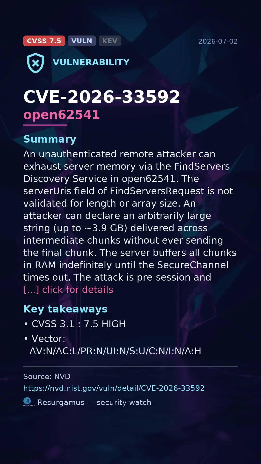 CVE-2026-33592 open62541 Vulnerability