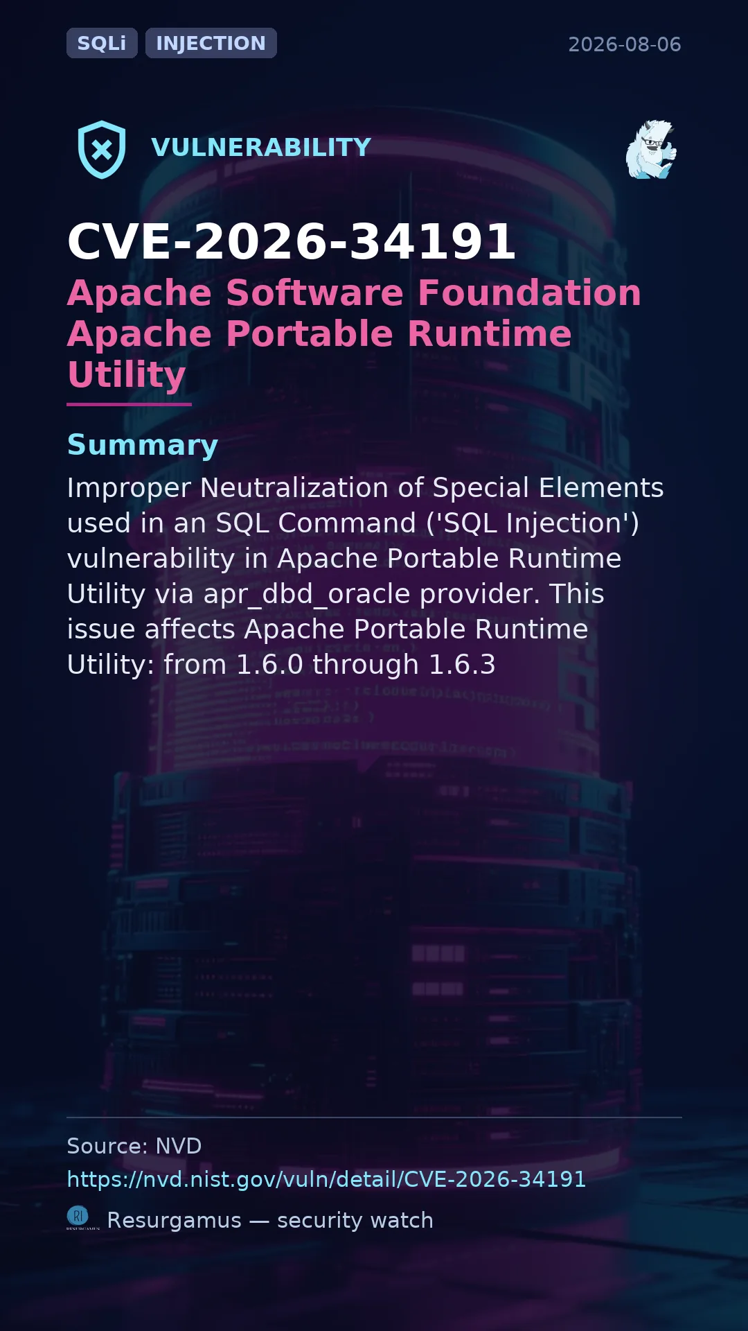 CVE-2026-34191 Apache Software Foundation Apache Portable Runtime Utility Vulnerability