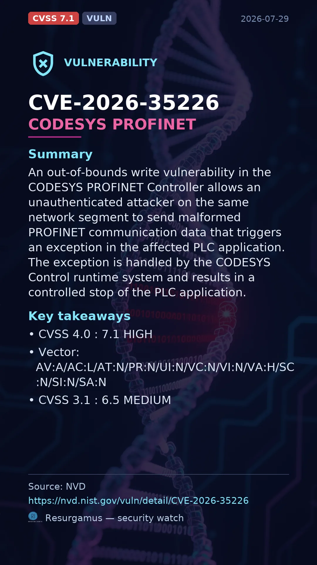 CVE-2026-35226 CODESYS PROFINET Vulnerability