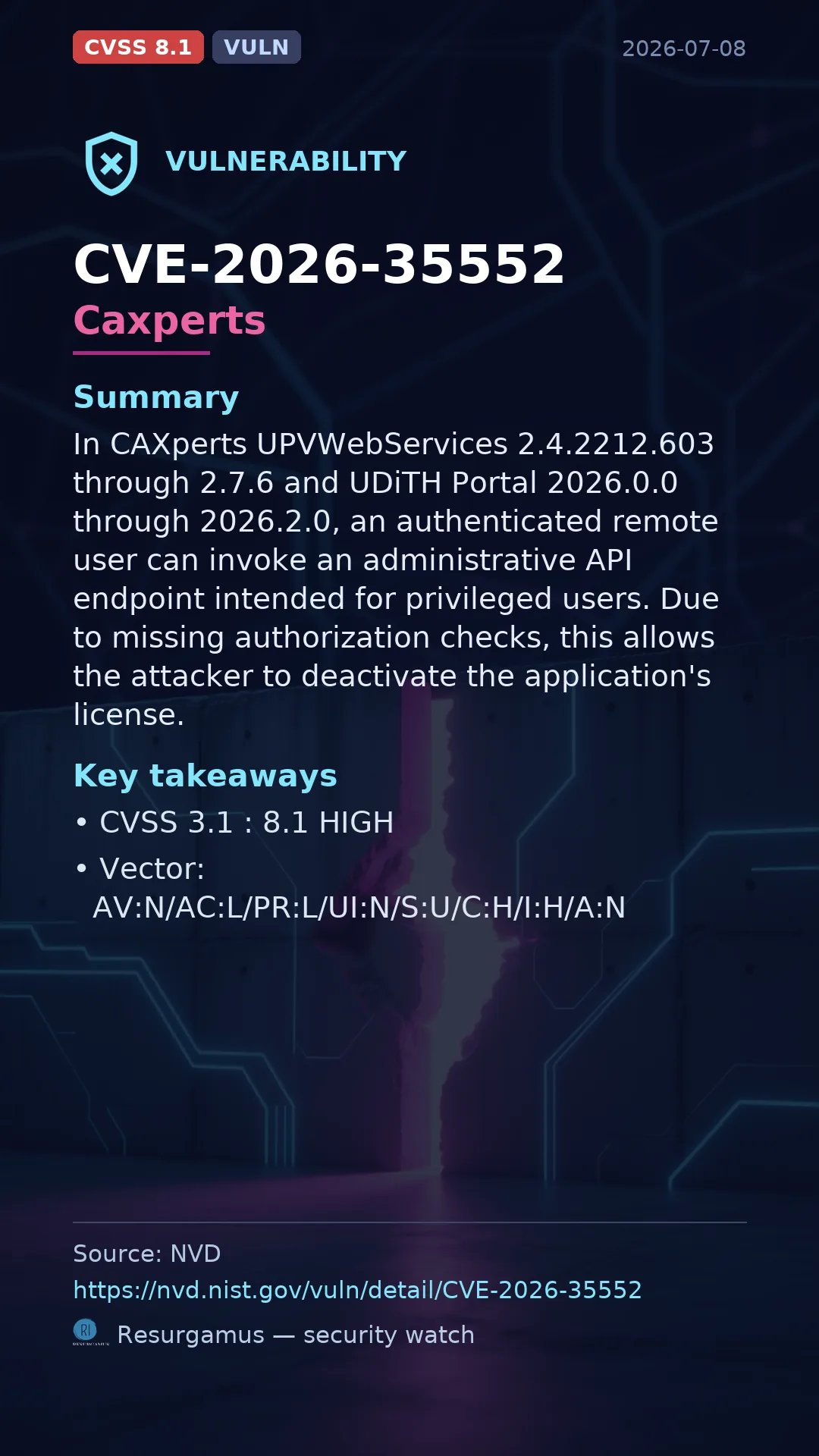 CVE-2026-35552 Caxperts Vulnerability