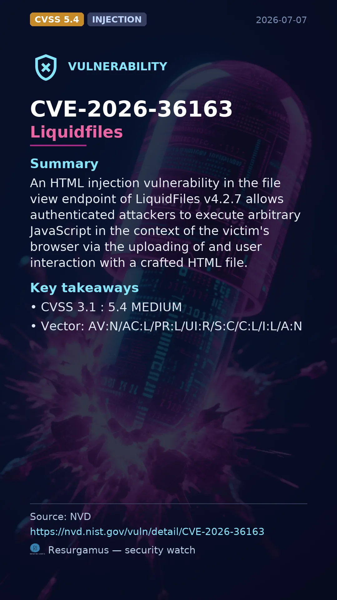 CVE-2026-36163 Liquidfiles Vulnerability