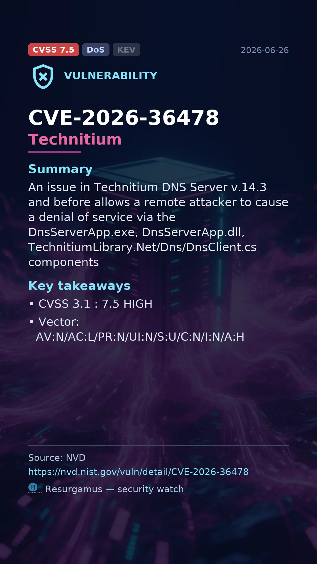 CVE-2026-36478 Technitium Vulnerability