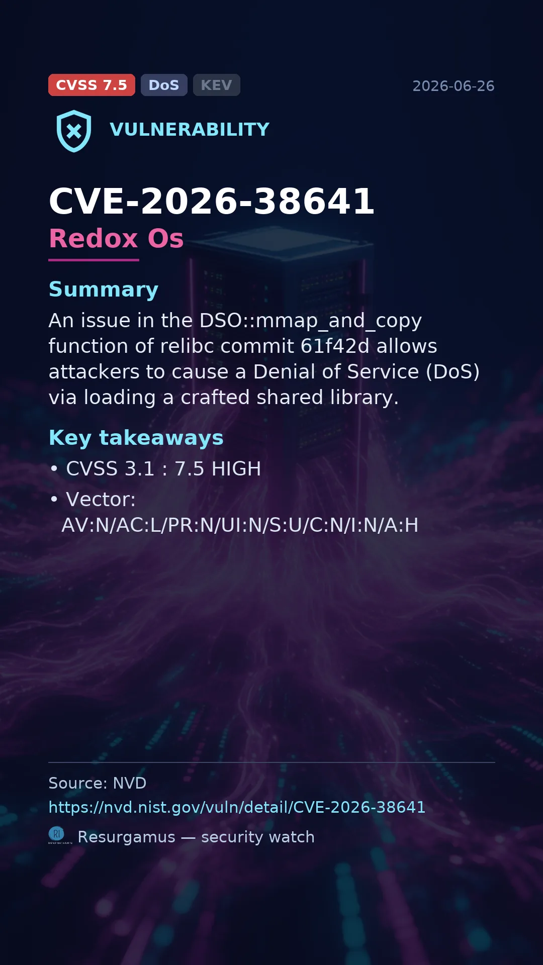 CVE-2026-38641 Redox Os Vulnerability