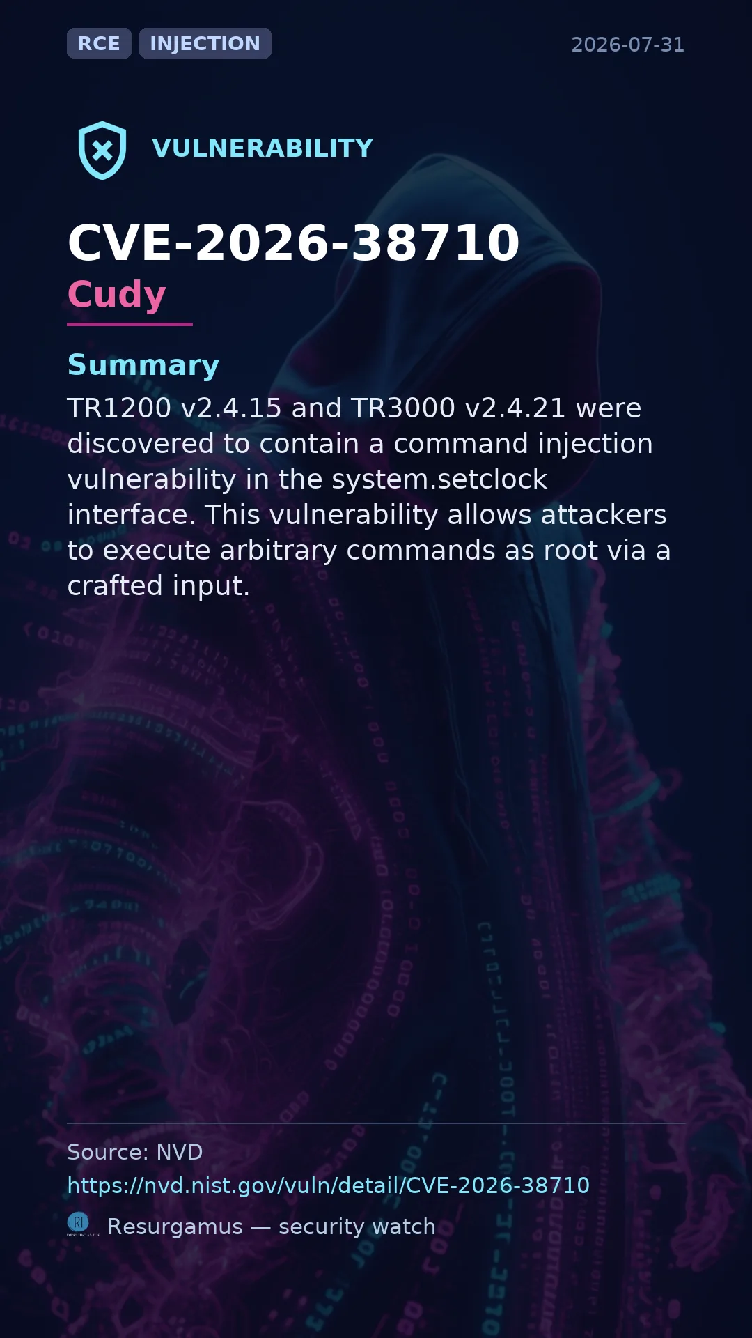 CVE-2026-38710 Cudy Vulnerability