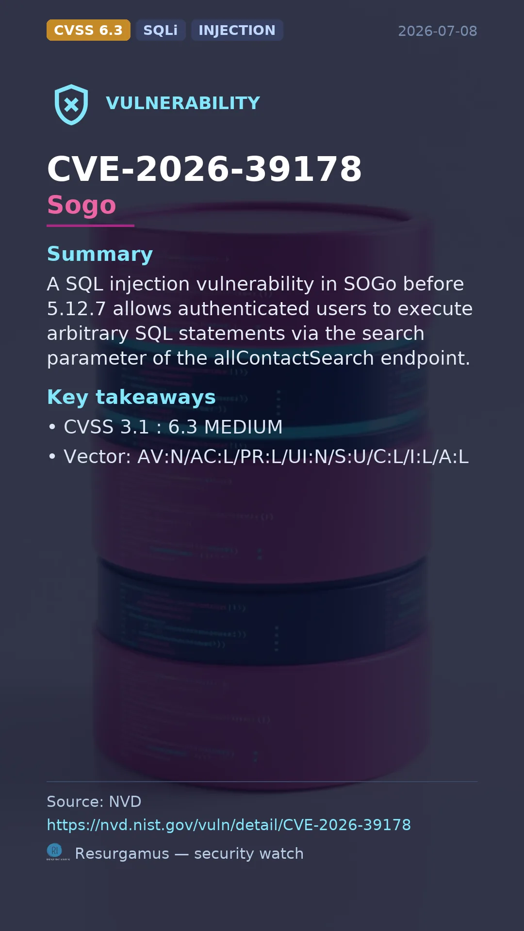 CVE-2026-39178 Sogo Vulnerability