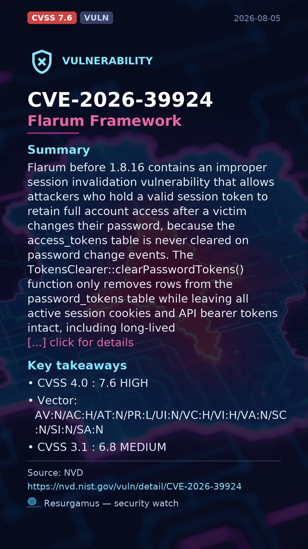 CVE-2026-39924 Flarum Framework Vulnerability