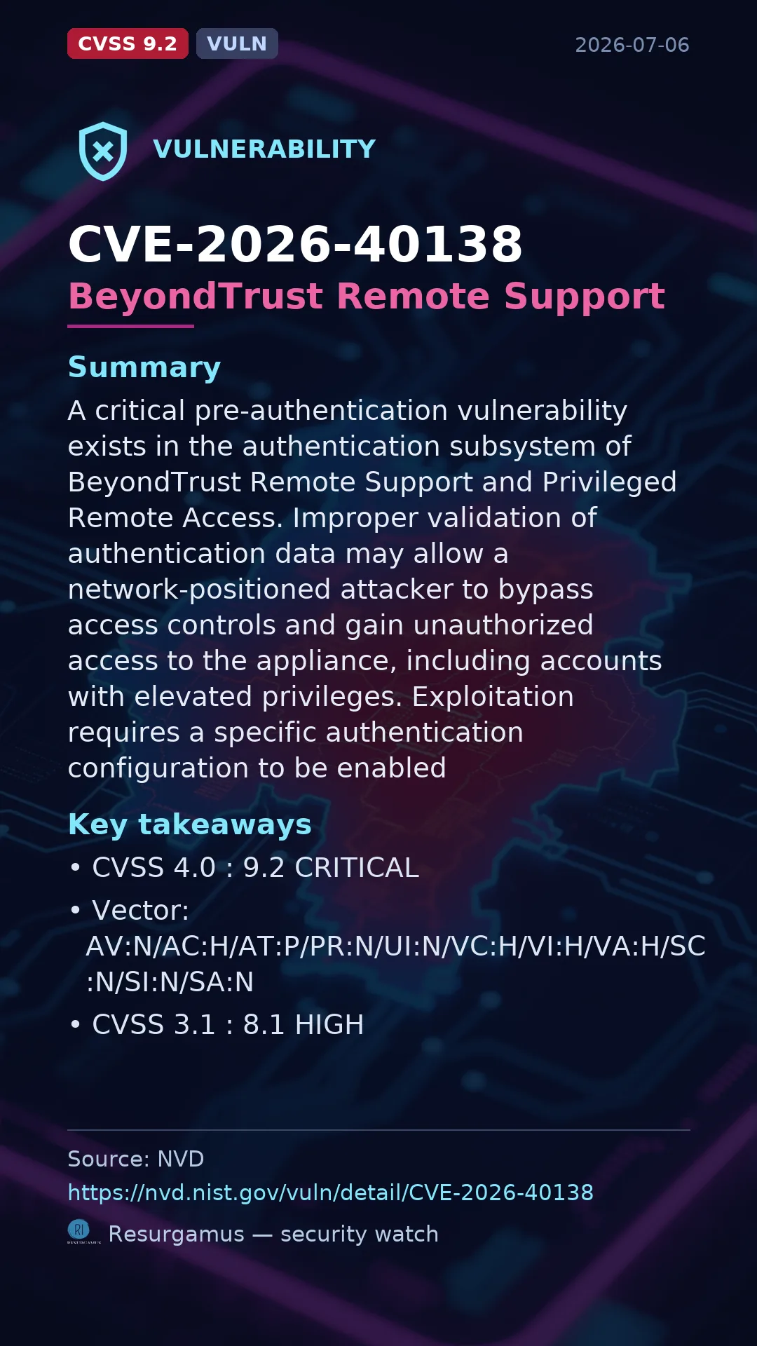CVE-2026-40138 BeyondTrust Remote Support Vulnerability