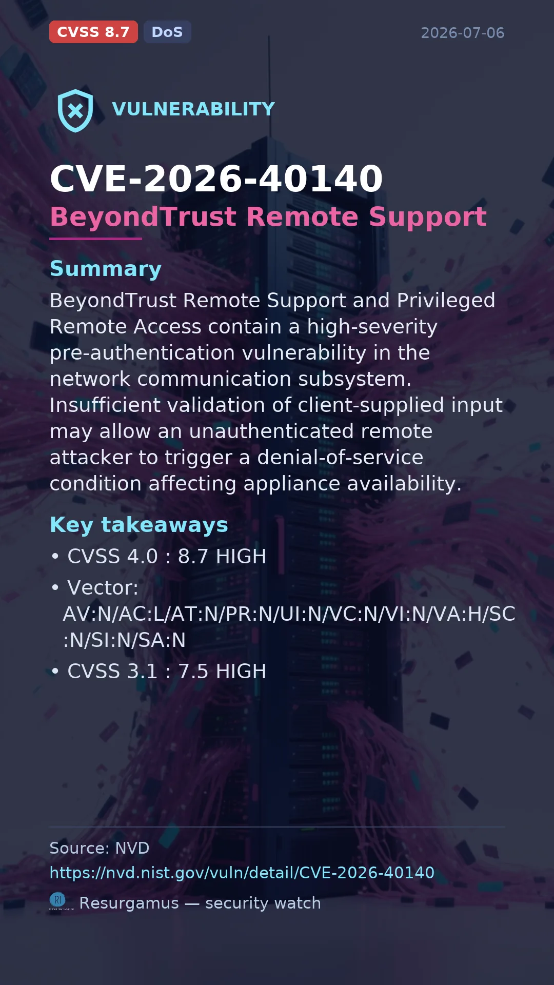 CVE-2026-40140 BeyondTrust Remote Support Vulnerability