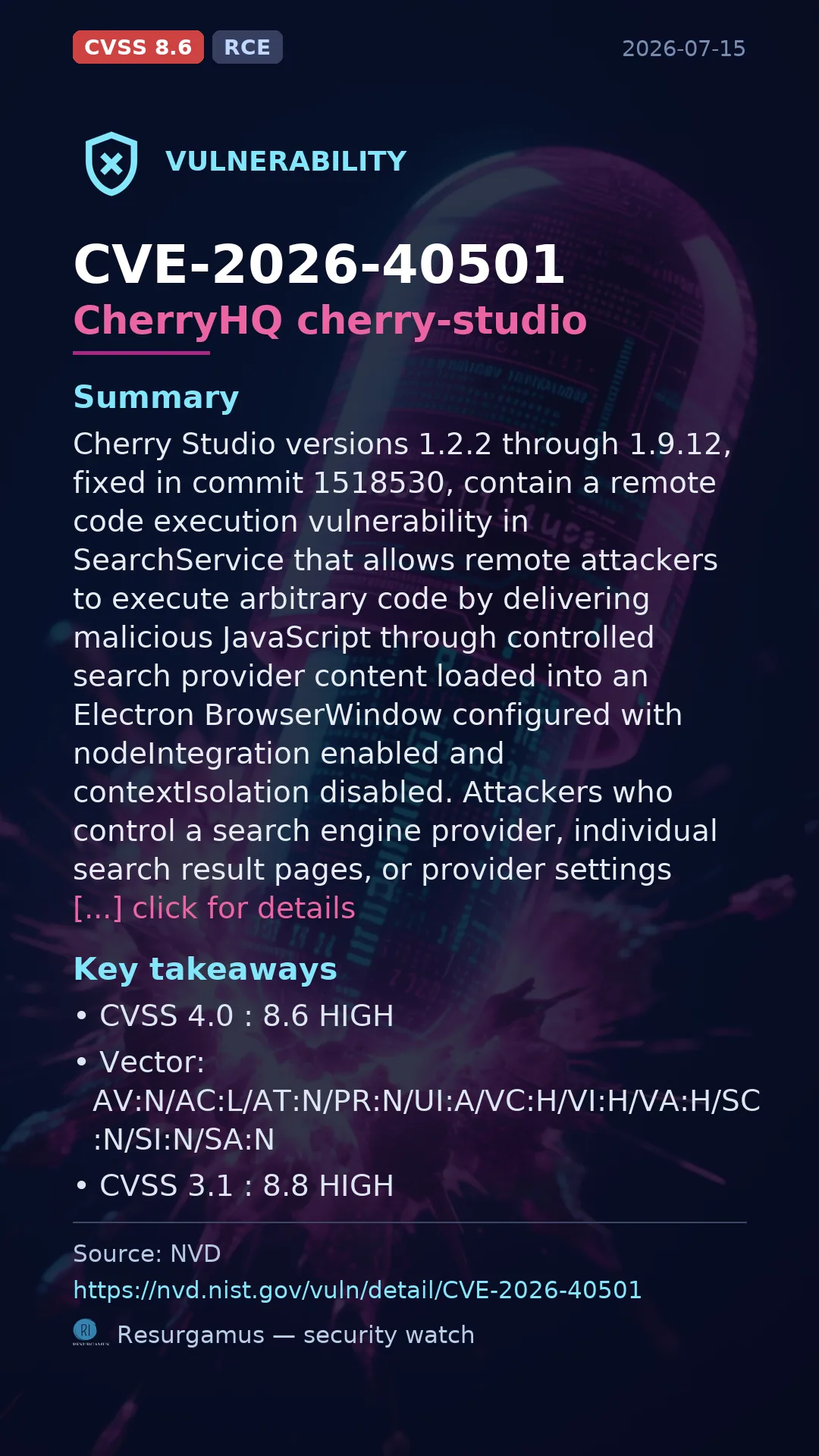 CVE-2026-40501 CherryHQ cherry-studio Vulnerability