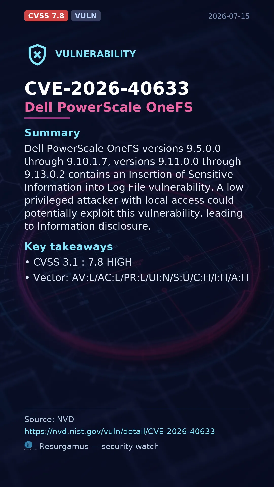 CVE-2026-40633 Dell PowerScale OneFS Vulnerability