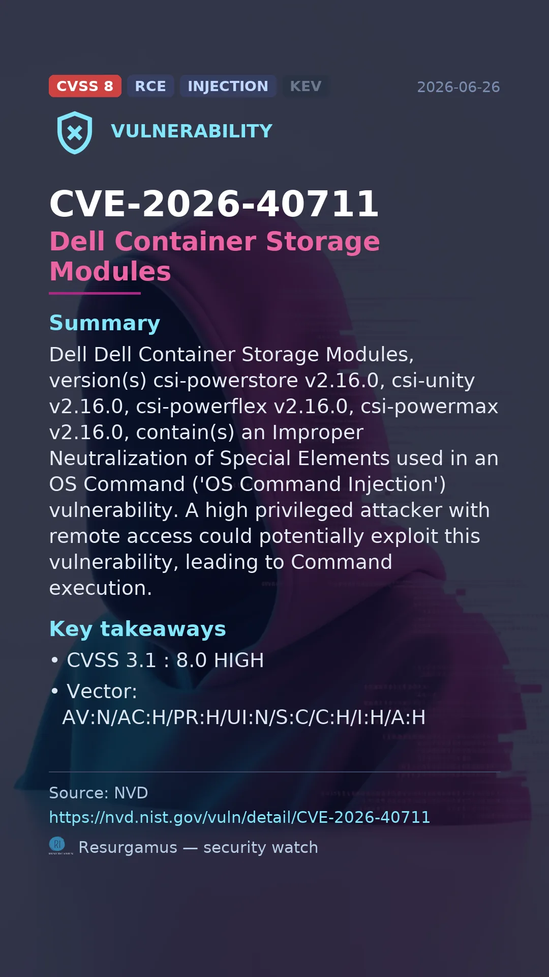 CVE-2026-40711 Dell Container Storage Modules Vulnerability