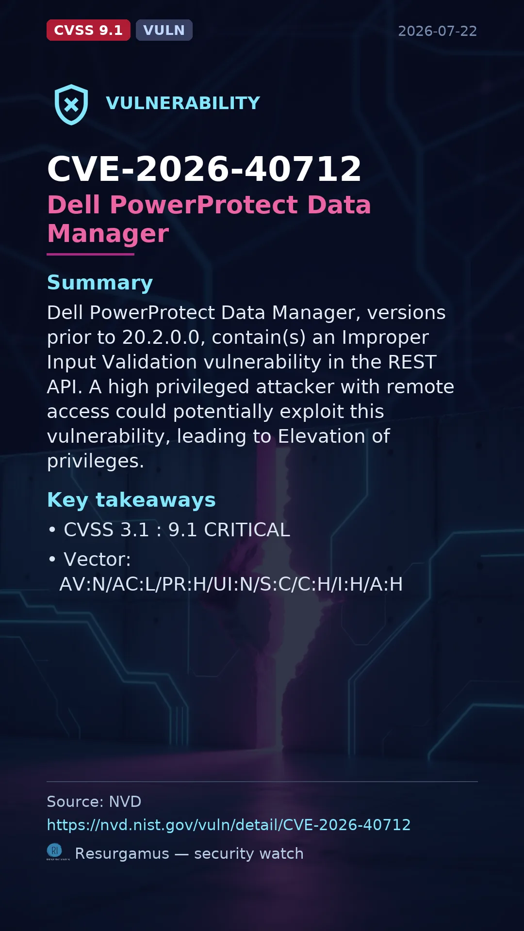 CVE-2026-40712 Dell PowerProtect Data Manager Vulnerability