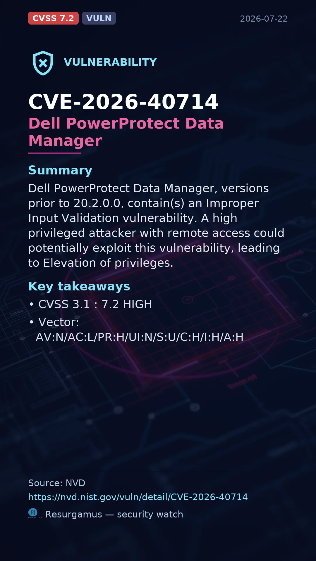 CVE-2026-40714 Dell PowerProtect Data Manager Vulnerability
