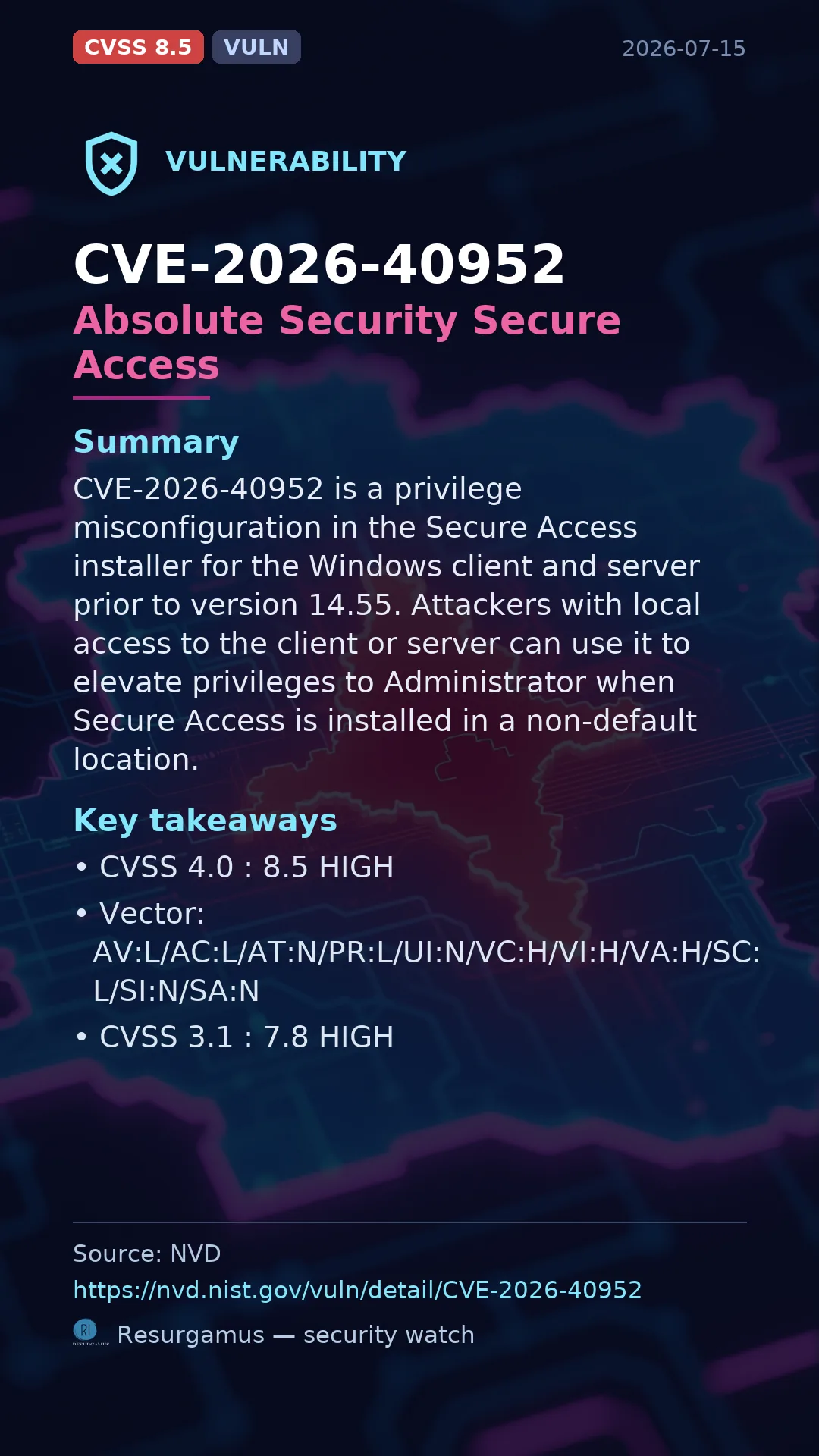 CVE-2026-40952 Absolute Security Secure Access Vulnerability