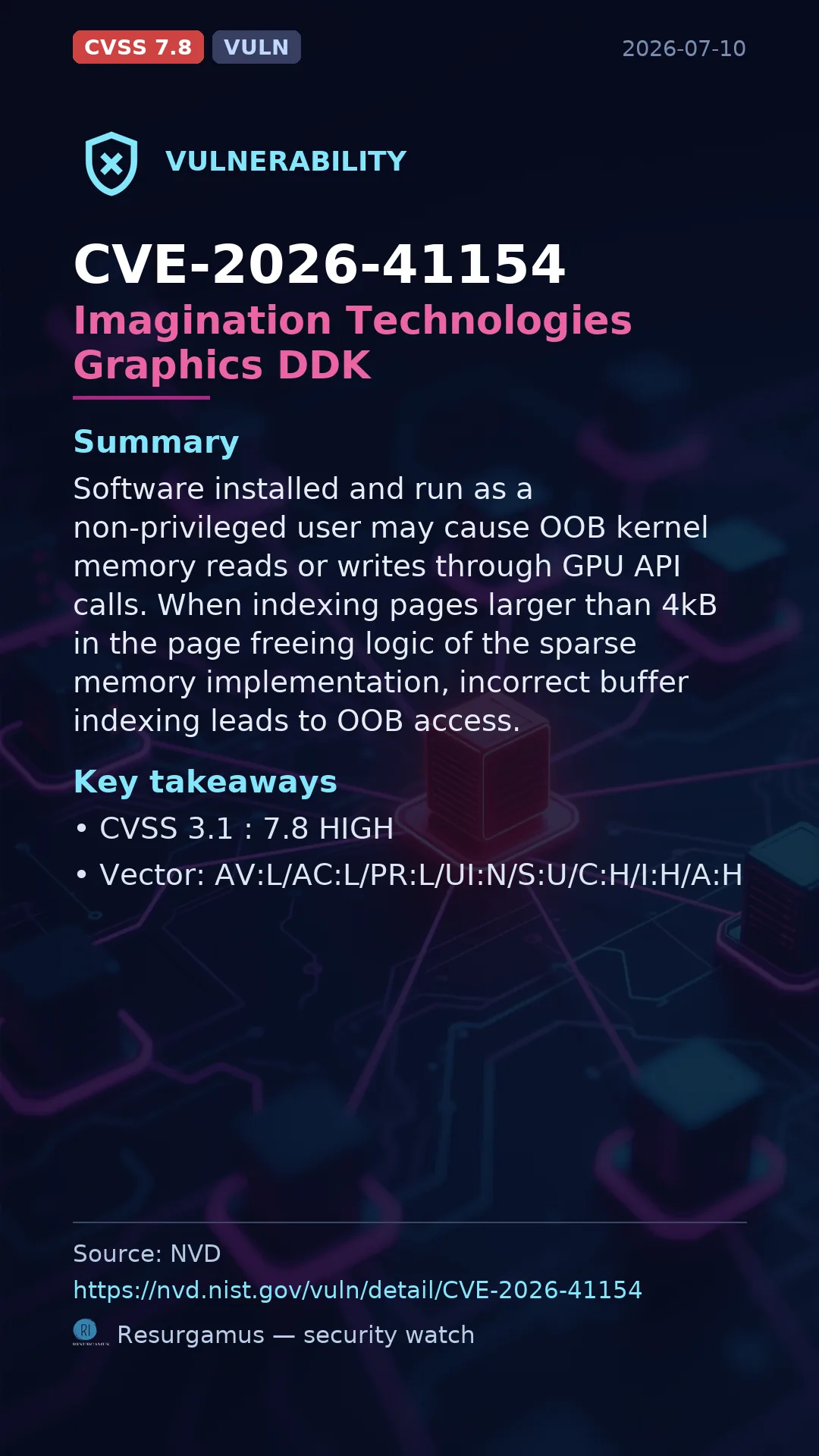 CVE-2026-41154 Imagination Technologies Graphics DDK Vulnerability