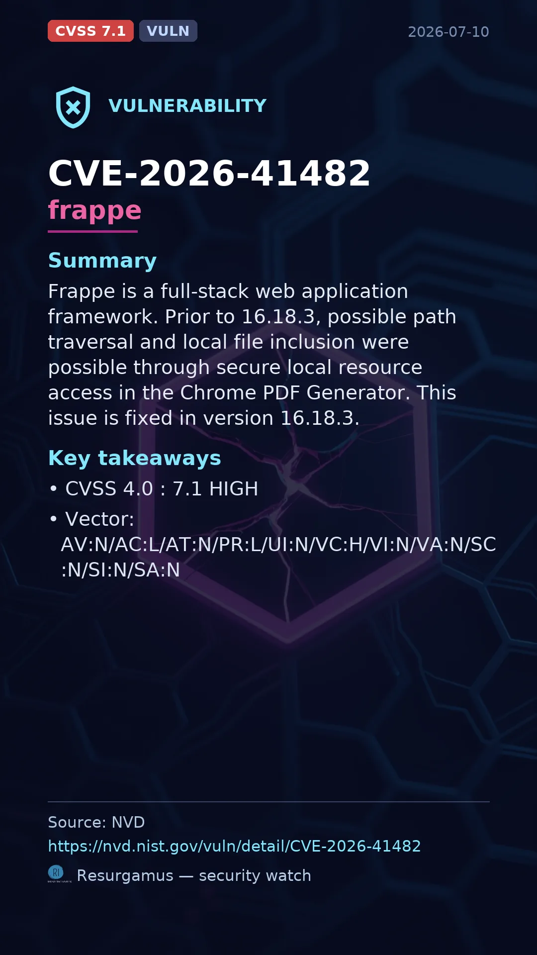 CVE-2026-41482 frappe Vulnerability