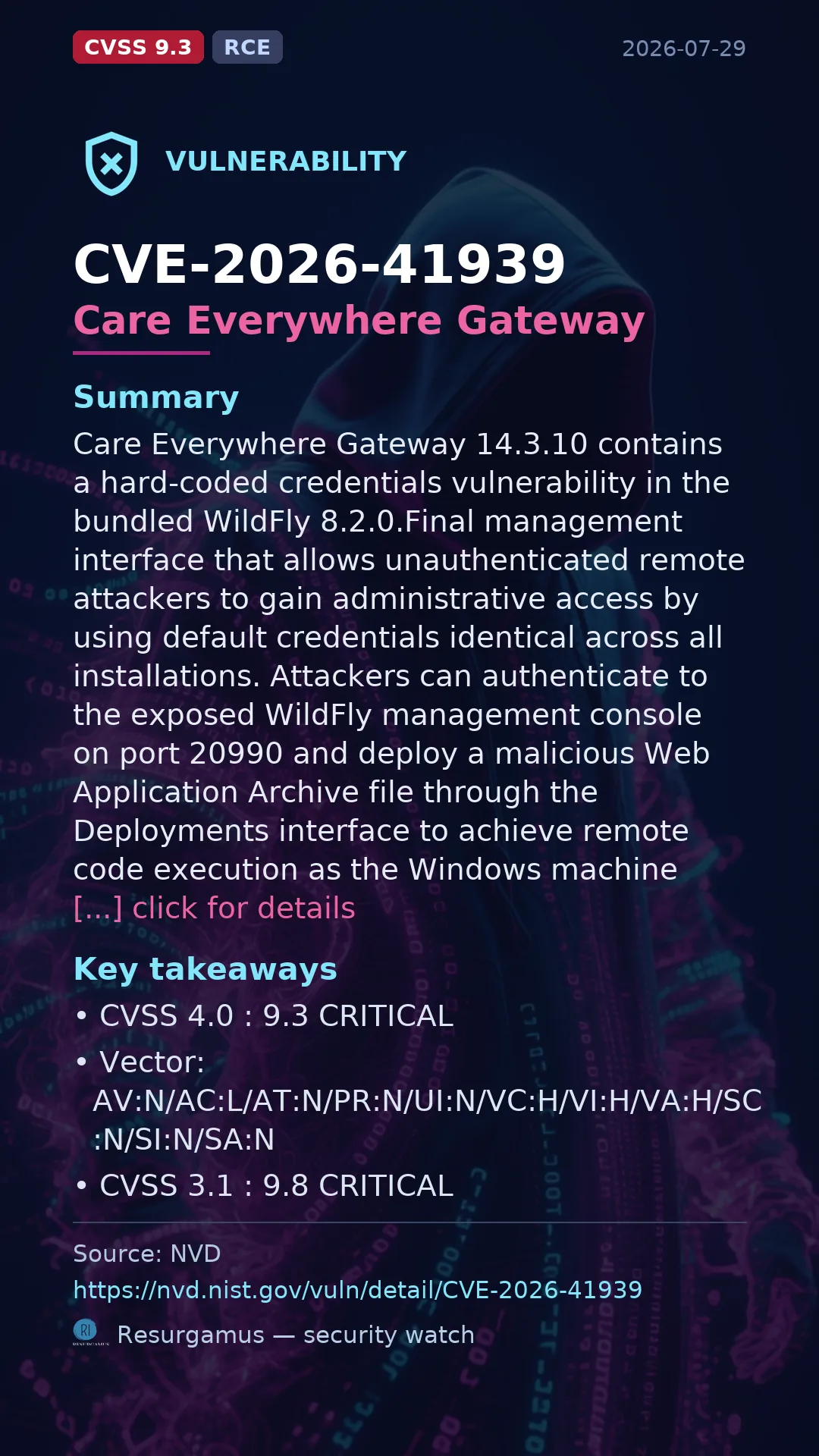 CVE-2026-41939 Care Everywhere Gateway Vulnerability