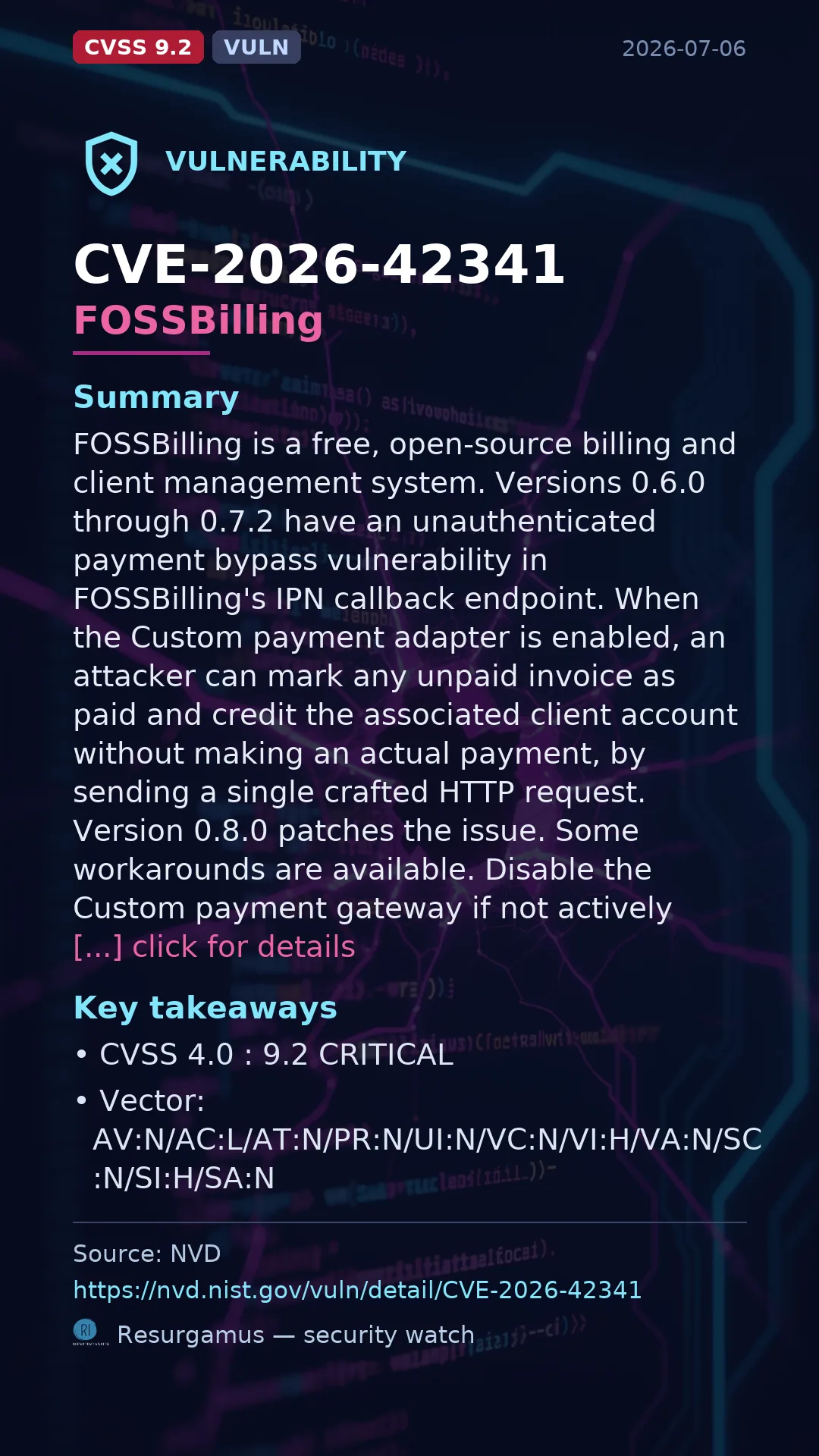 CVE-2026-42341 FOSSBilling Vulnerability