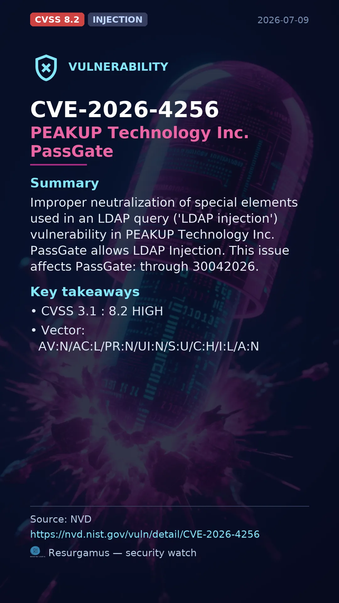 CVE-2026-4256 PEAKUP Technology Inc. PassGate Vulnerability