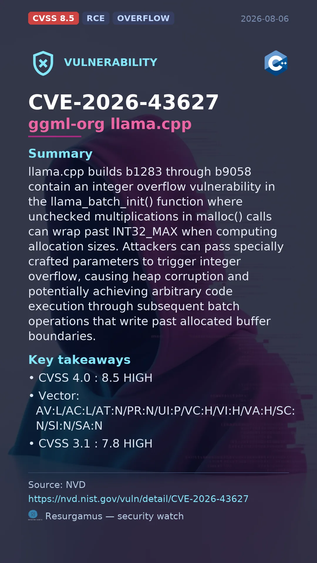 CVE-2026-43627 ggml-org llama.cpp Vulnerability