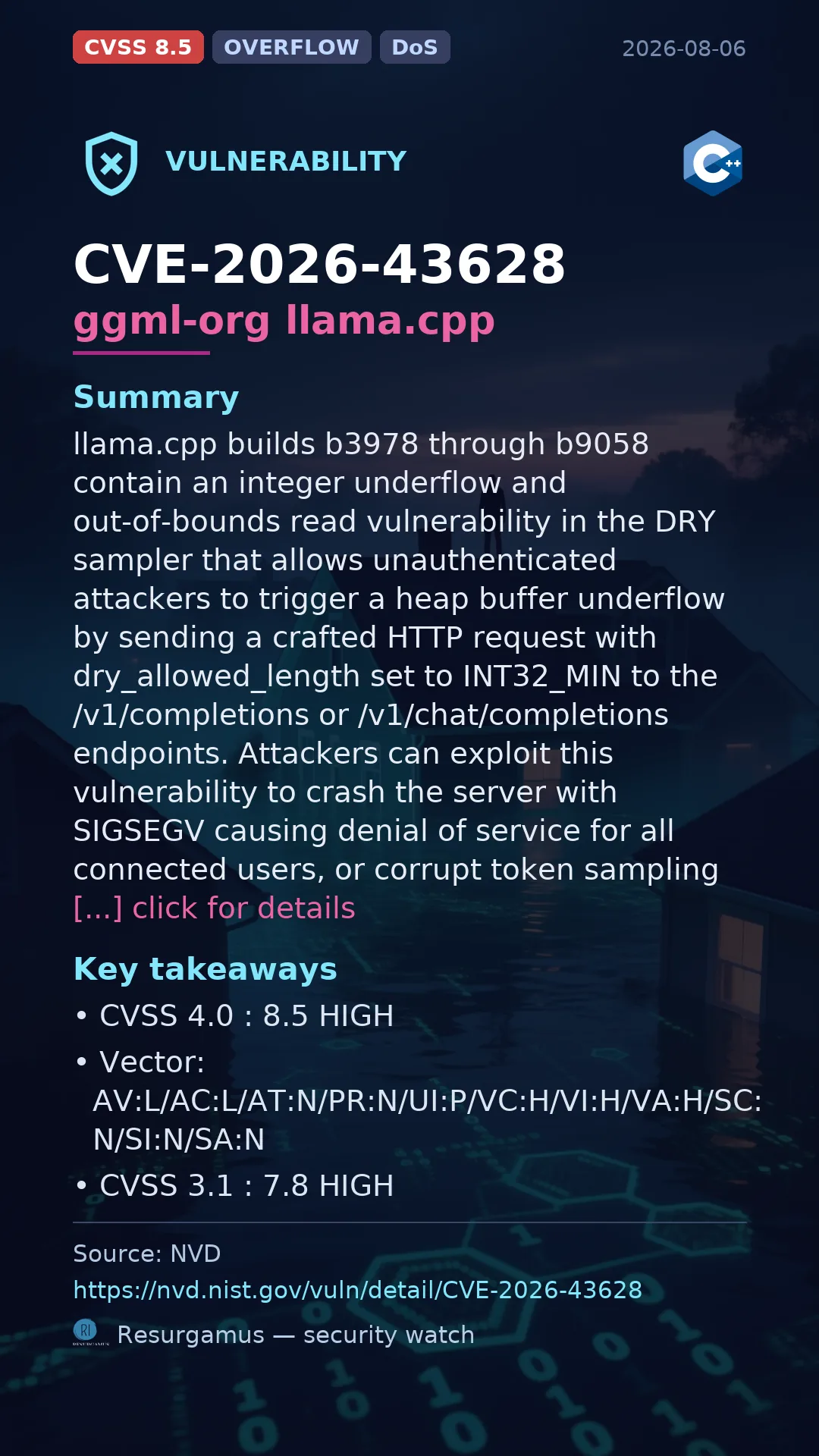 CVE-2026-43628 ggml-org llama.cpp Vulnerability