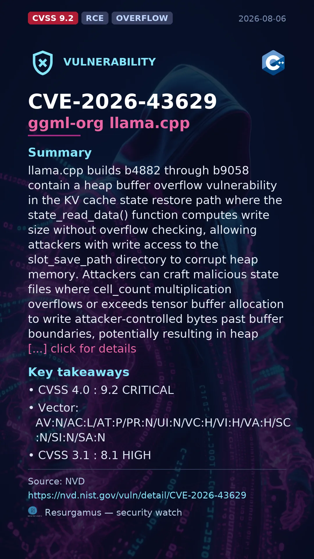 CVE-2026-43629 ggml-org llama.cpp Vulnerability