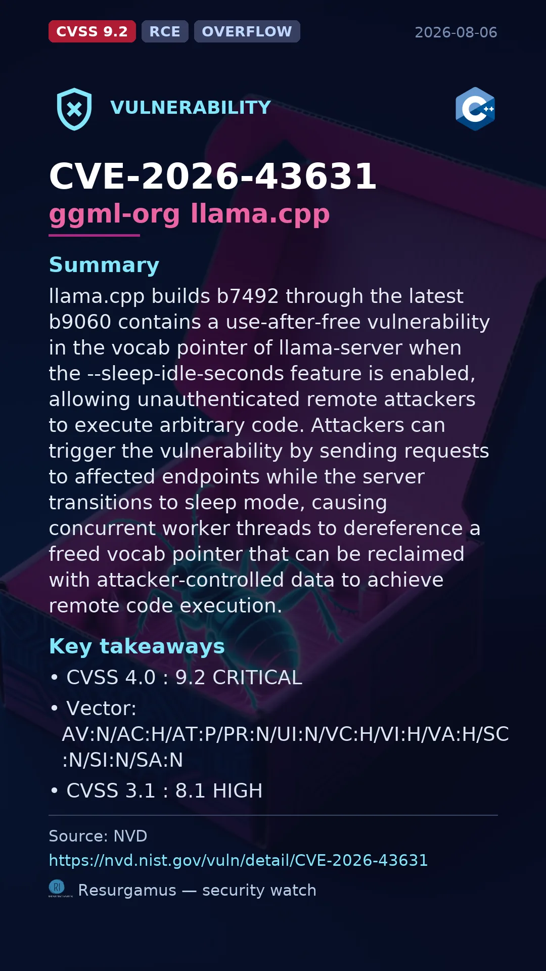 CVE-2026-43631 ggml-org llama.cpp Vulnerability