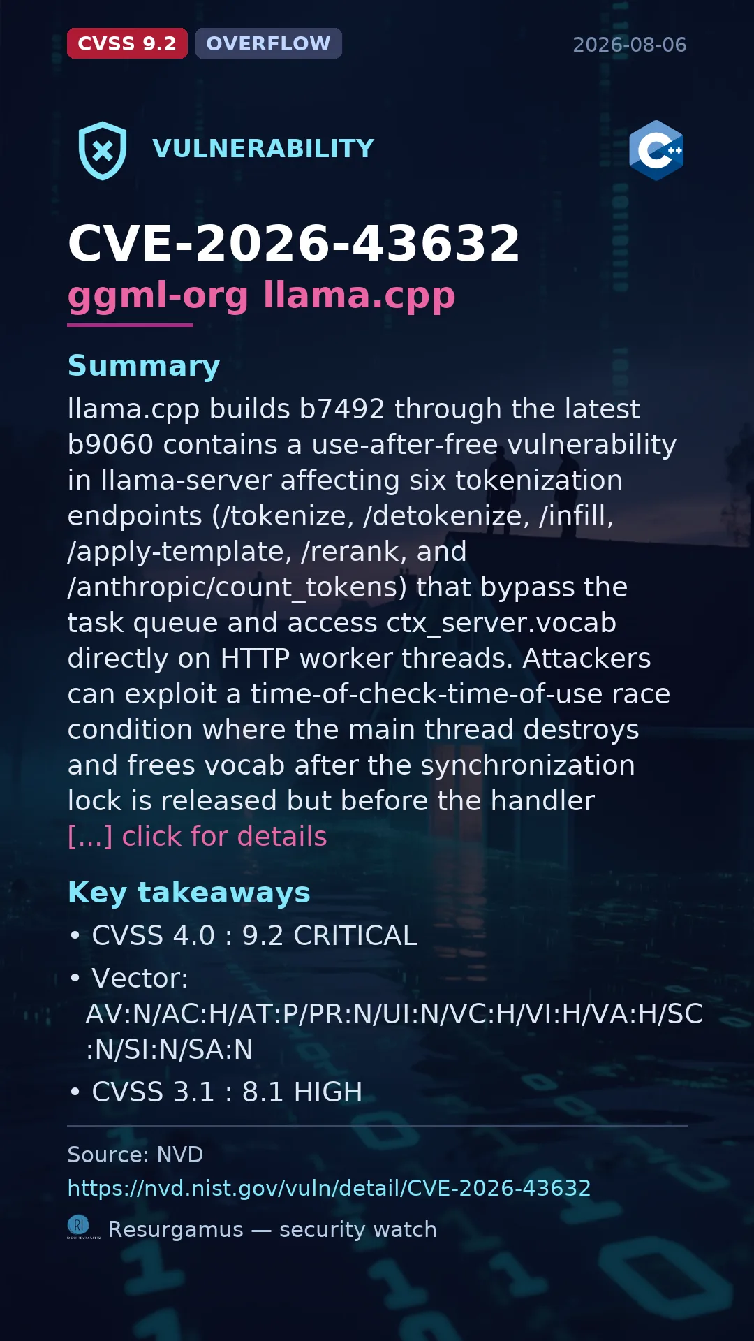 CVE-2026-43632 ggml-org llama.cpp Vulnerability