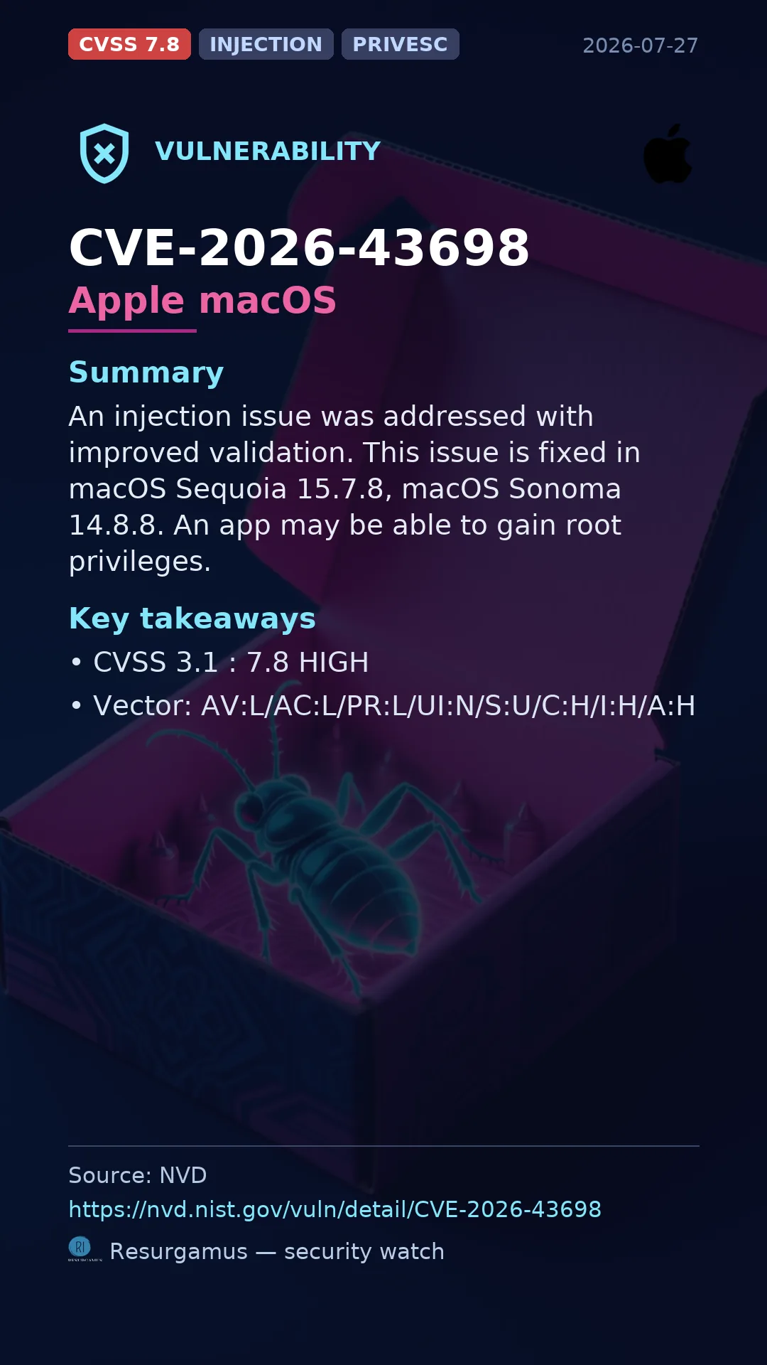 CVE-2026-43698 Apple macOS Vulnerability