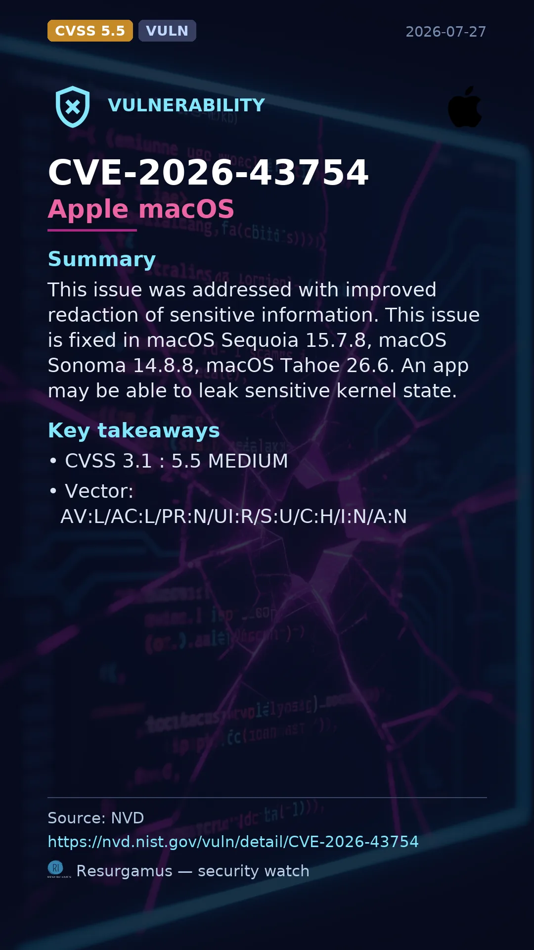 CVE-2026-43754 Apple macOS Vulnerability
