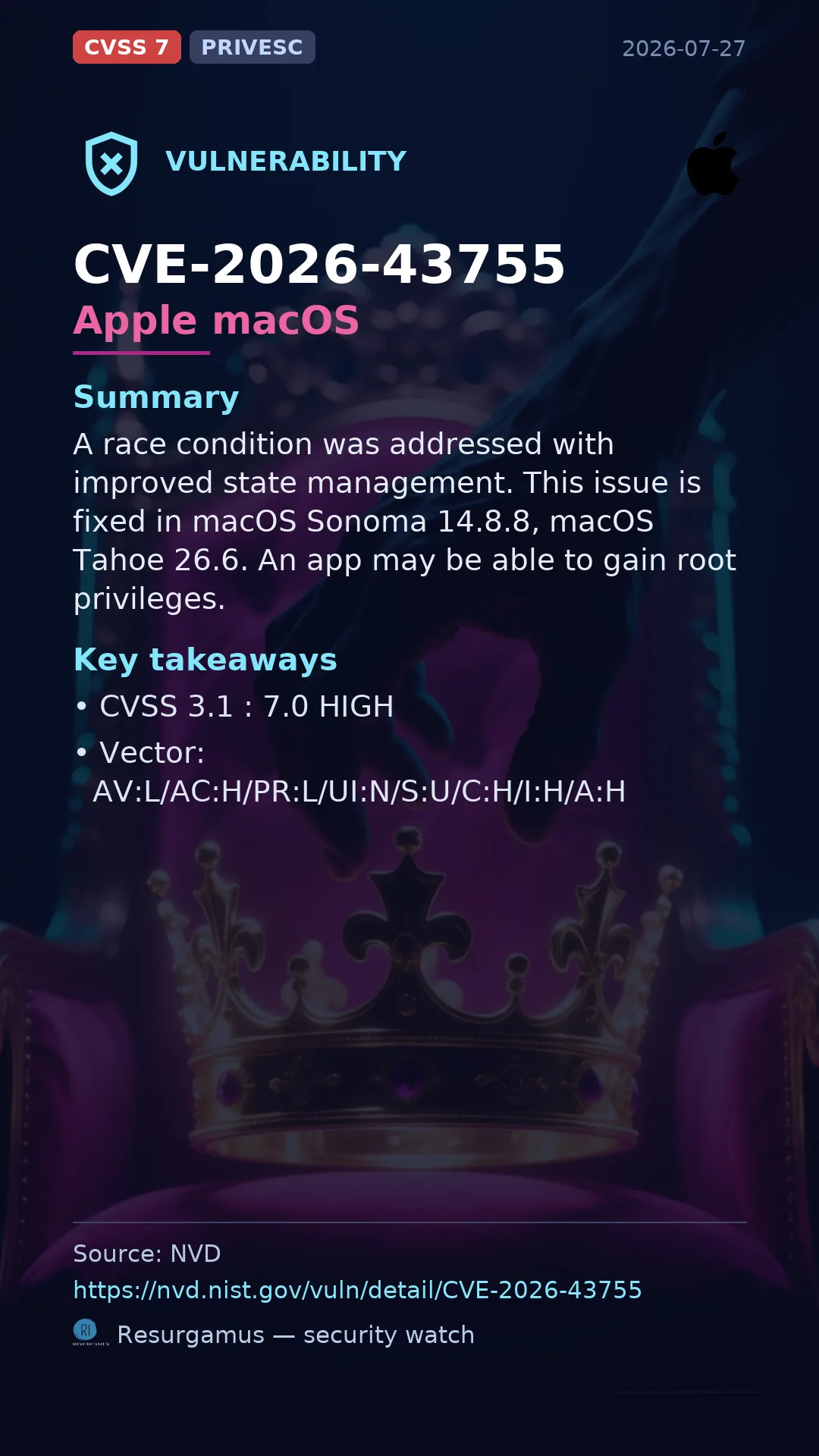 CVE-2026-43755 Apple macOS Vulnerability