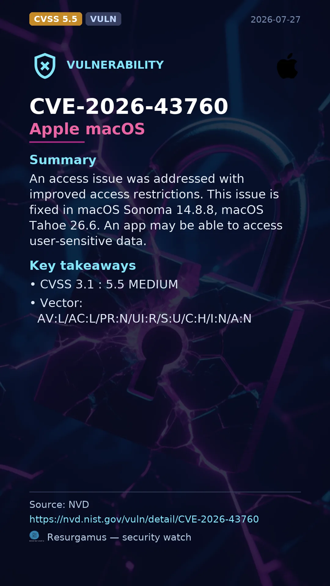 CVE-2026-43760 Apple macOS Vulnerability