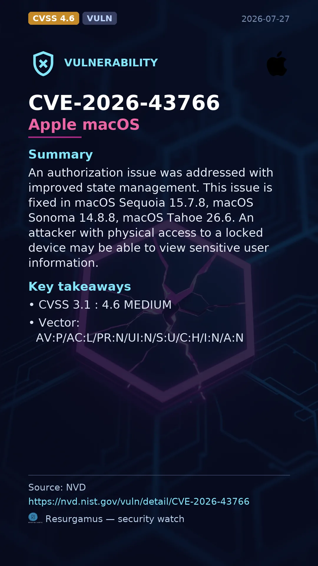 CVE-2026-43766 Apple macOS Vulnerability