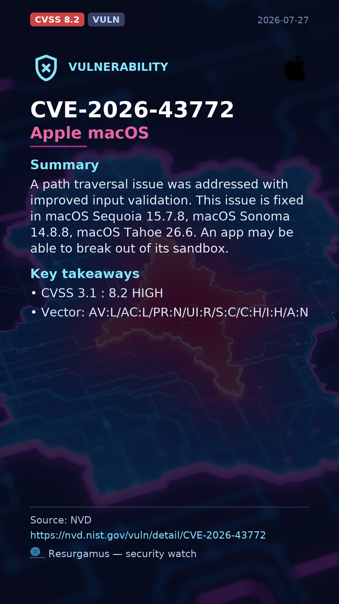 CVE-2026-43772 Apple macOS Vulnerability