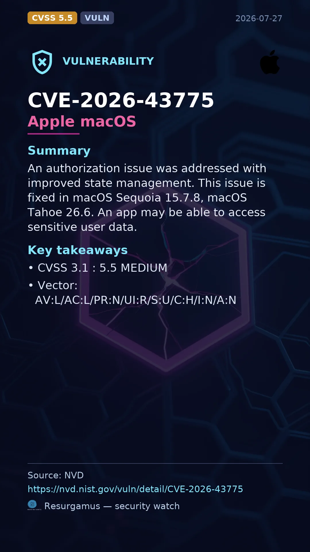 CVE-2026-43775 Apple macOS Vulnerability