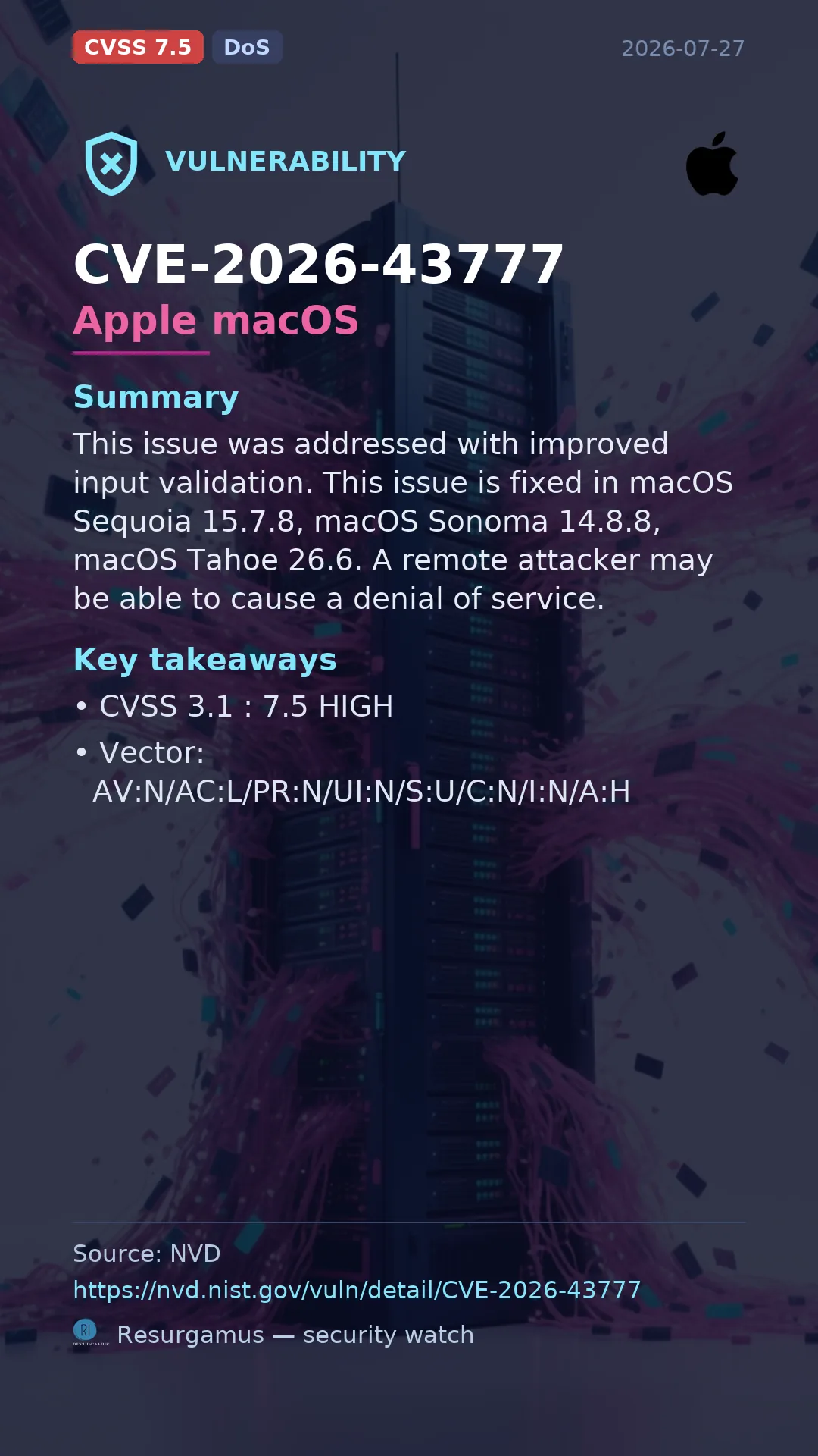 CVE-2026-43777 Apple macOS Vulnerability