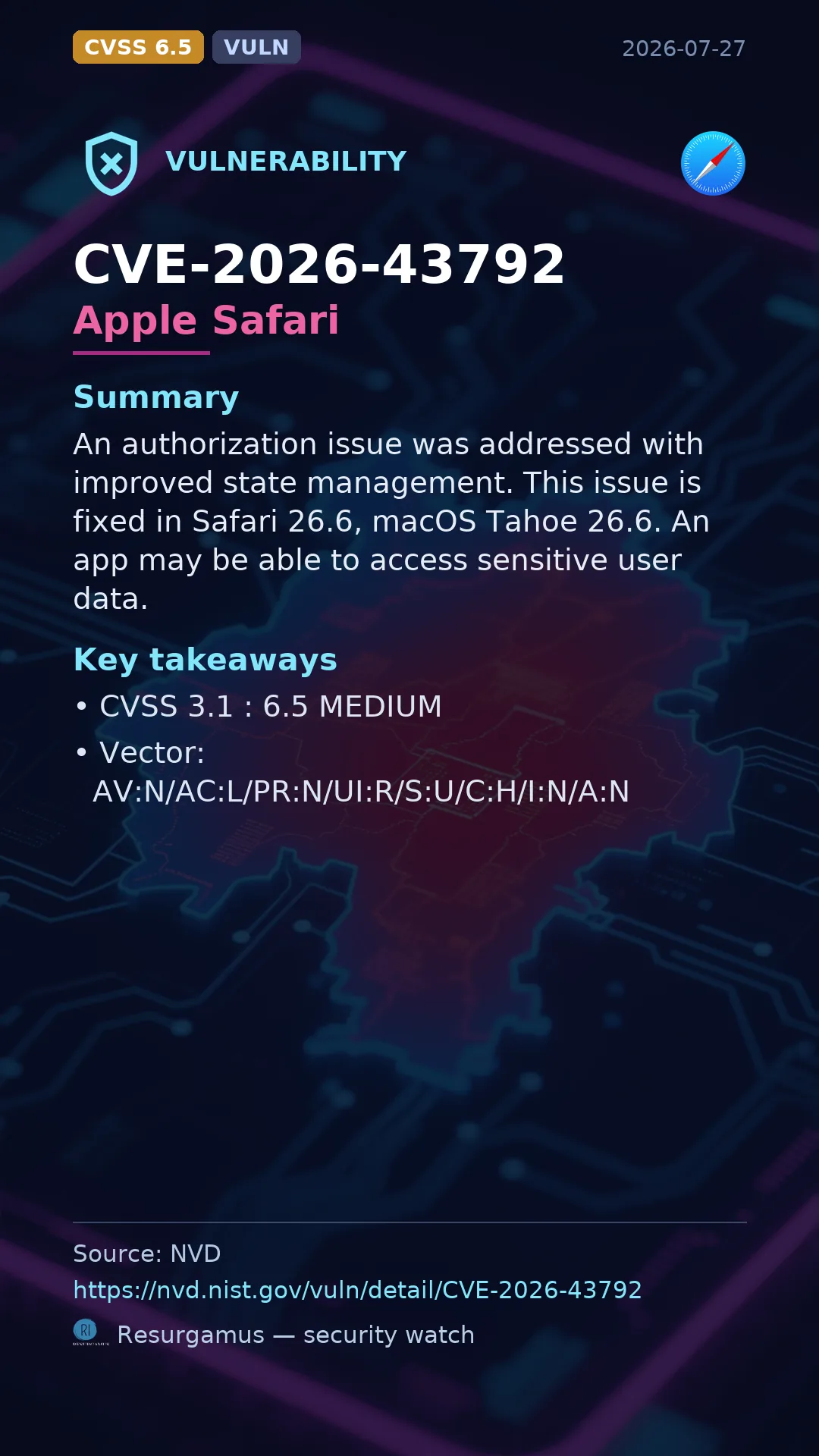 CVE-2026-43792 Apple Safari Vulnerability