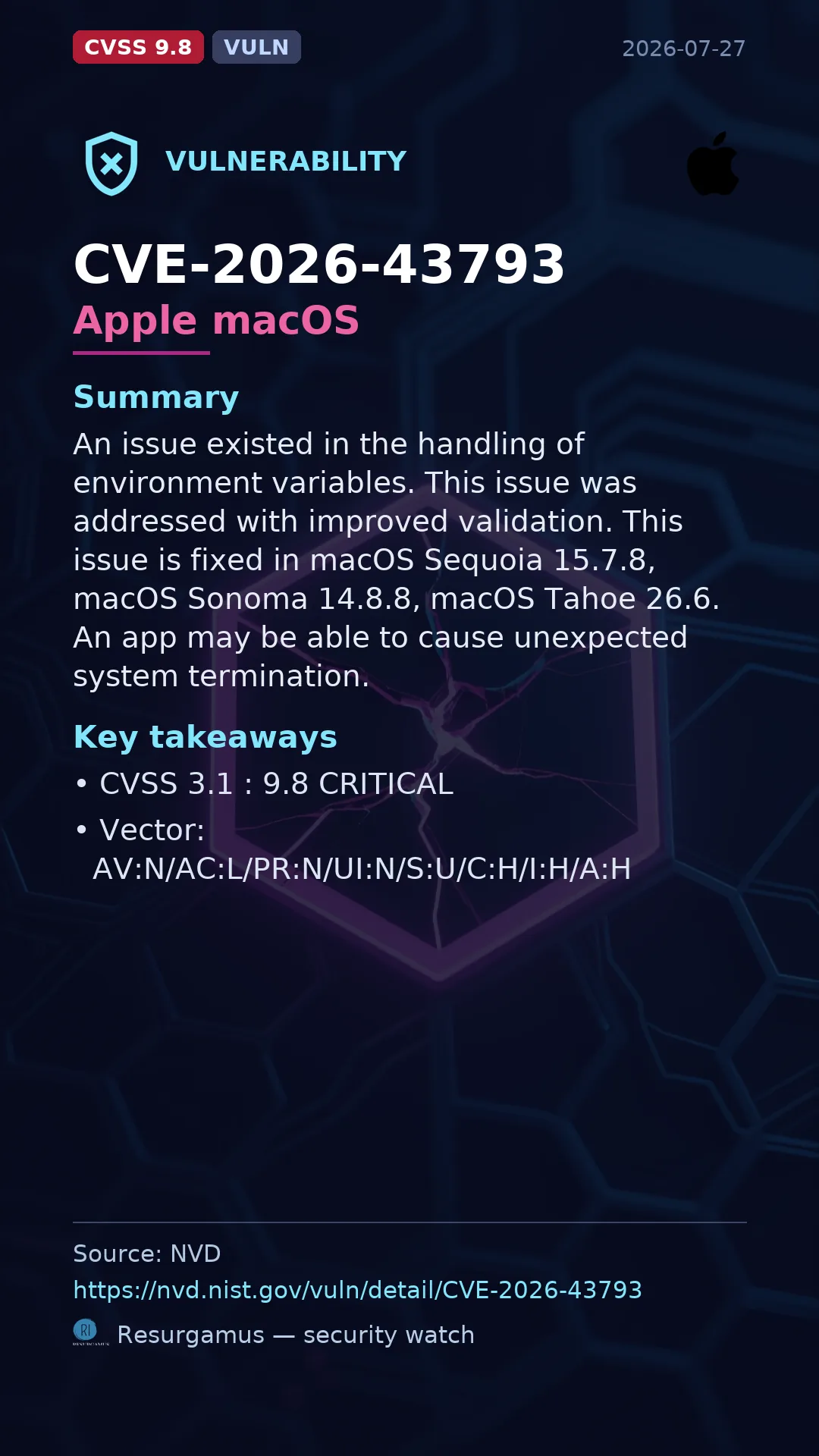 CVE-2026-43793 Apple macOS Vulnerability
