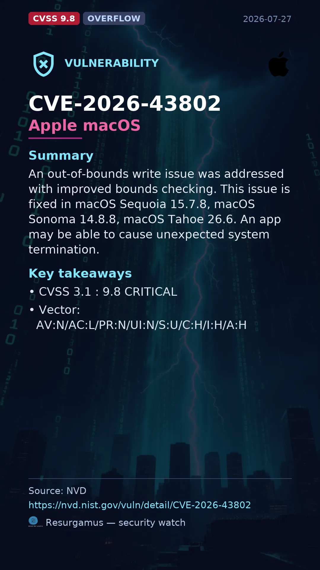 CVE-2026-43802 Apple macOS Vulnerability