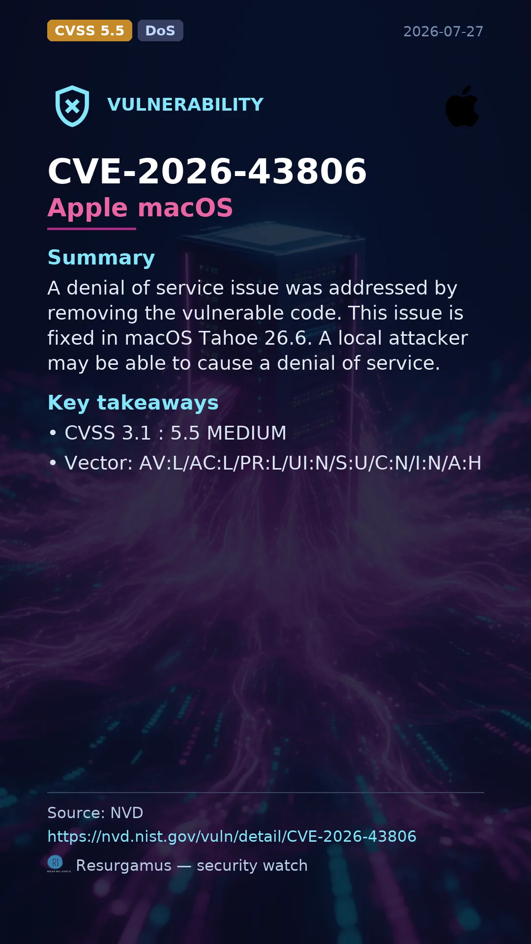 CVE-2026-43806 Apple macOS Vulnerability