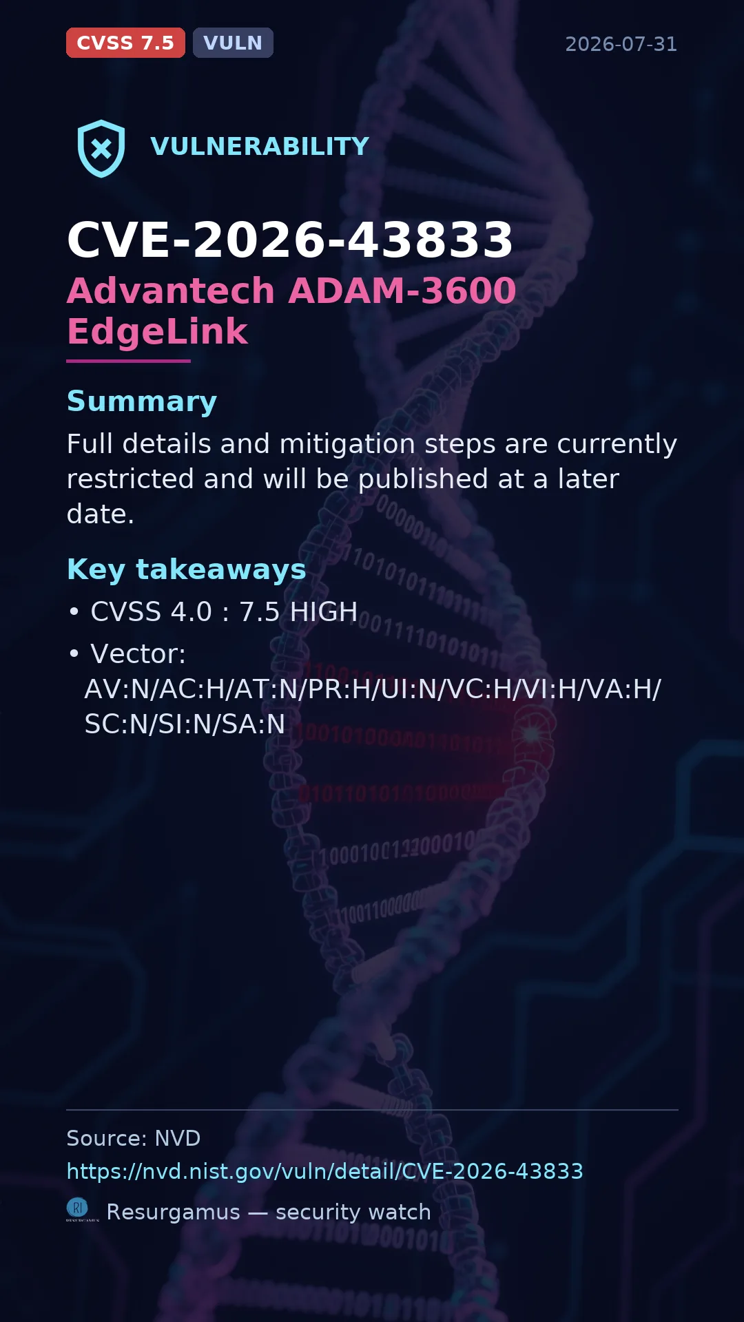 CVE-2026-43833 Advantech ADAM-3600 EdgeLink Vulnerability