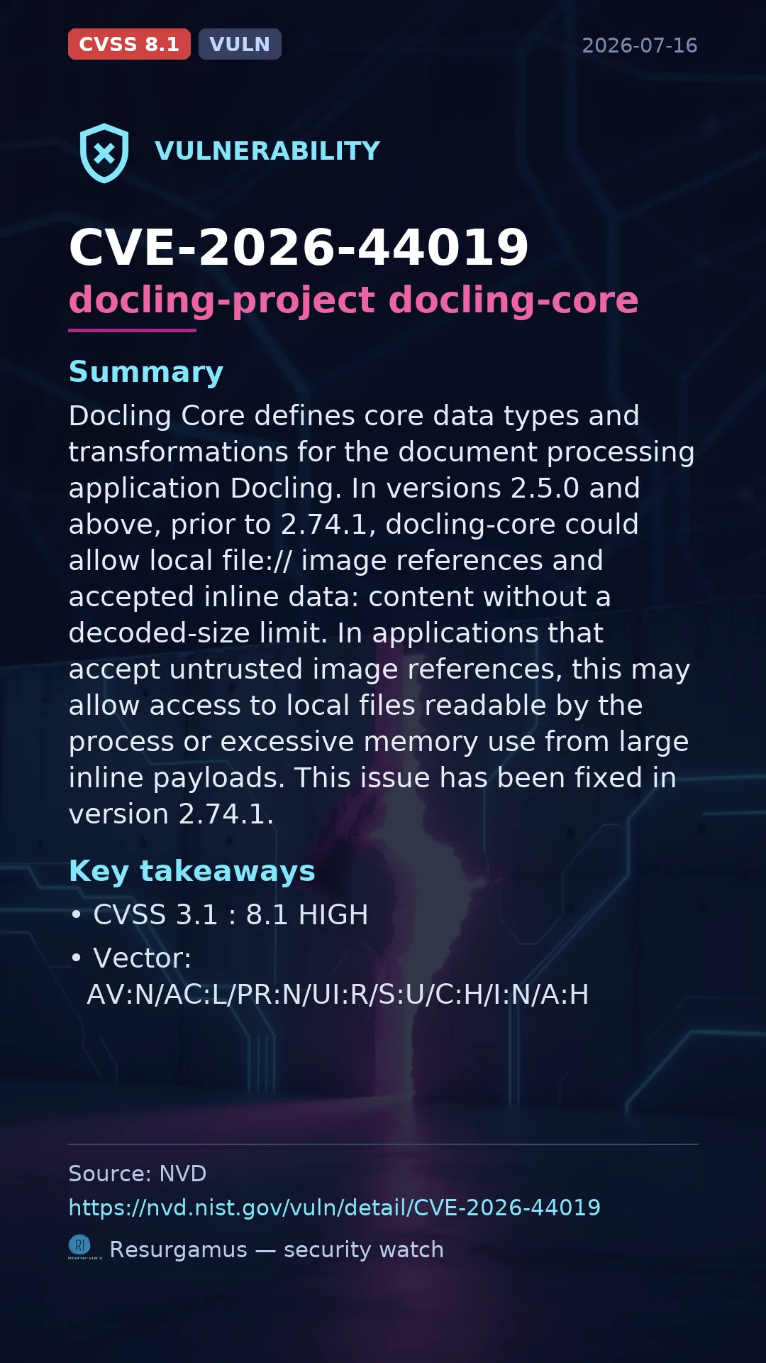 CVE-2026-44019 docling-project docling-core Vulnerability