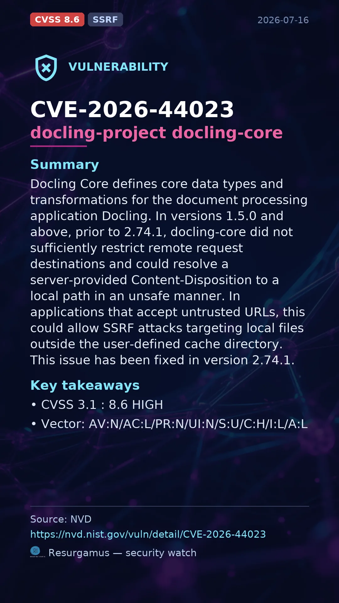 CVE-2026-44023 docling-project docling-core Vulnerability