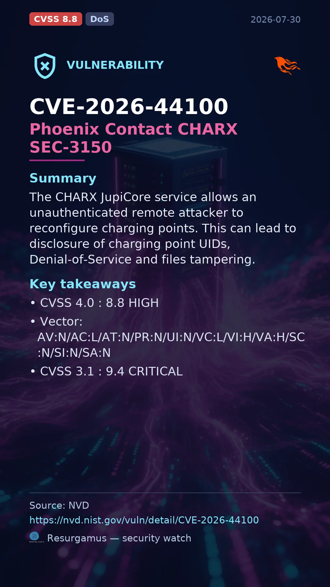 CVE-2026-44100 Phoenix Contact CHARX SEC-3150 Vulnerability