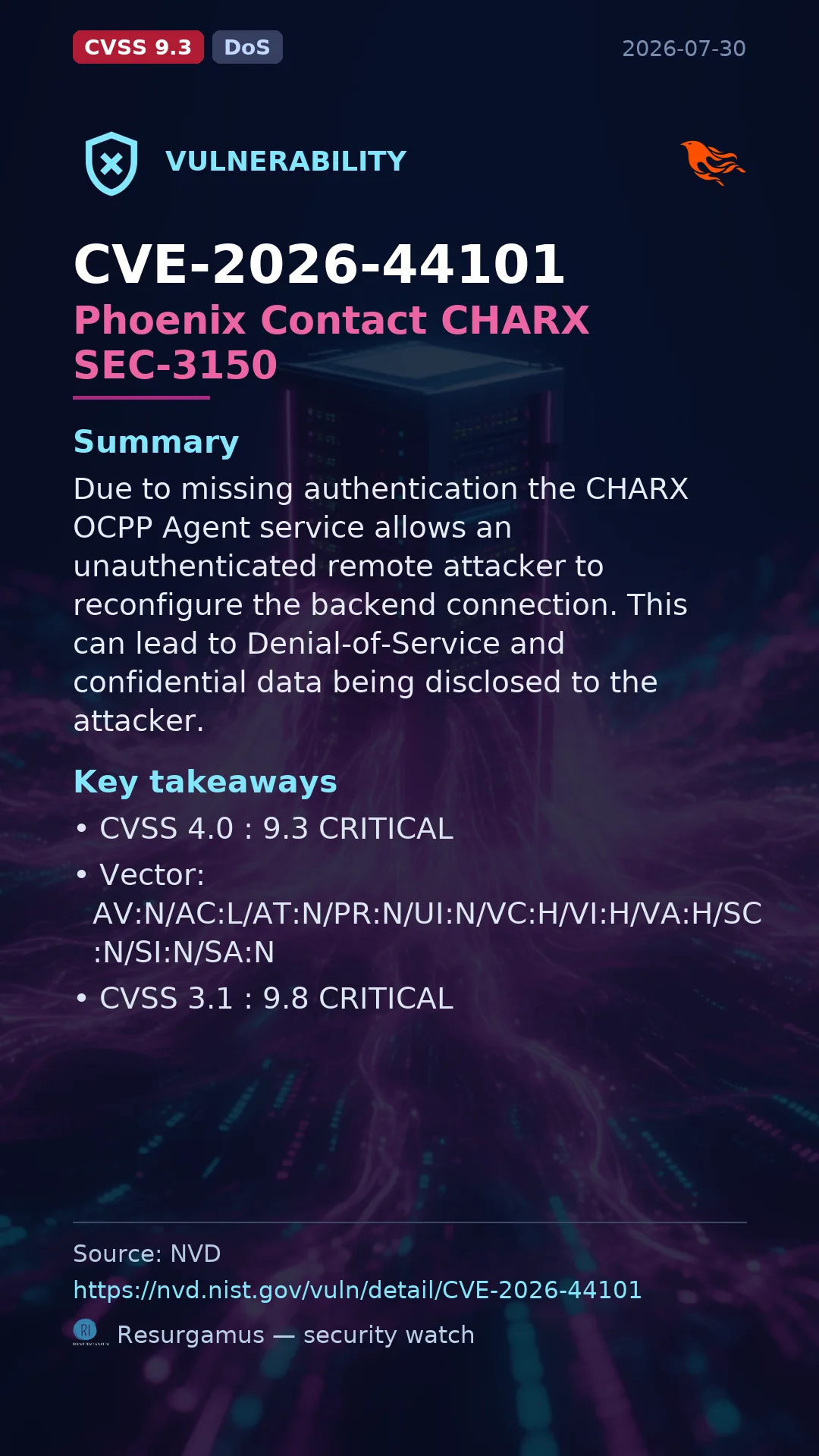 CVE-2026-44101 Phoenix Contact CHARX SEC-3150 Vulnerability